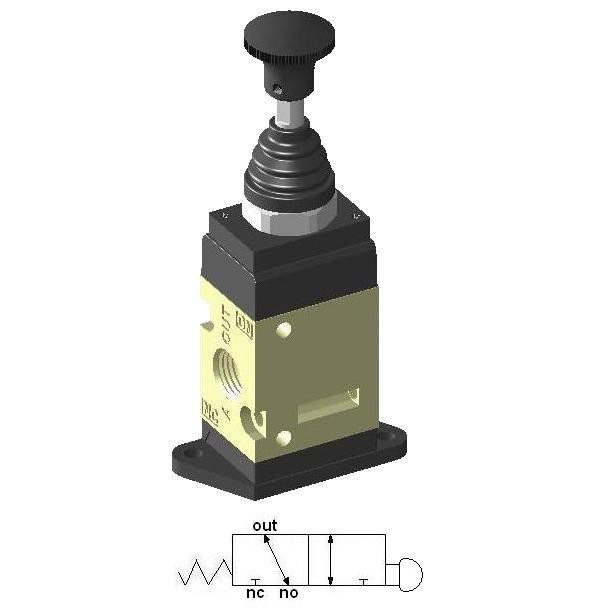 Manually Actuated Spool Valve 1/4″ 3/2 with spring, standing plate