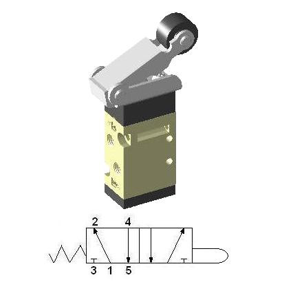 Roller Lever Actuated Spool Valve 5/2 M5