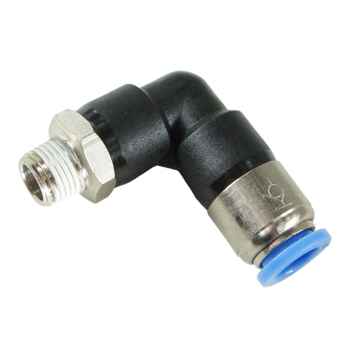 Push-in elbow with shut-off valve 1/8″ - 6mm